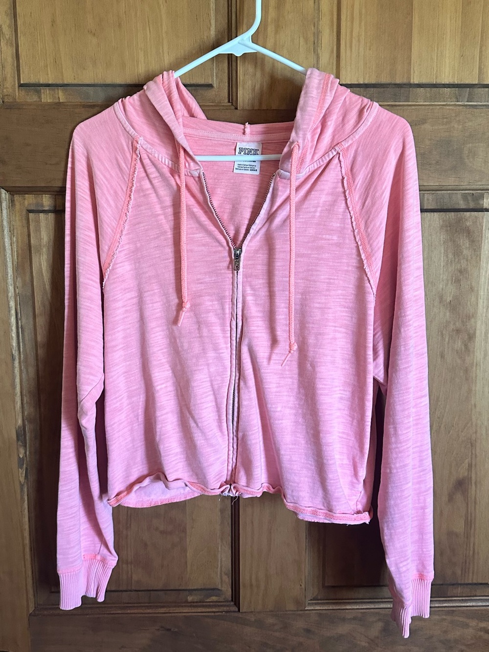 PINK Victoria's Secret Light Pink Zip Hoodie Cardigan Size Small Y2K style